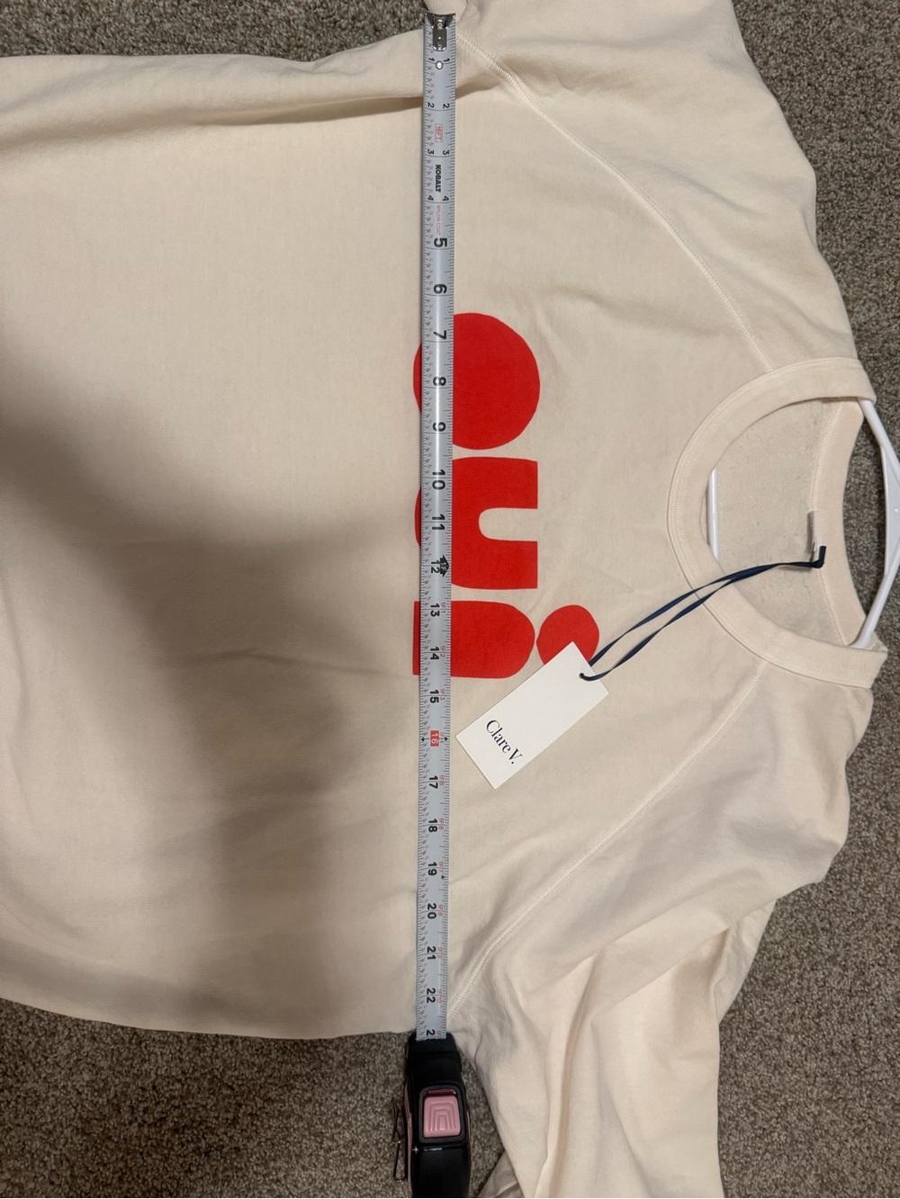 Clare V Cream Sweatshirt with Red 'oui' Graphic - Picture 6 of 8